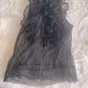 Sheer Swiss dot halter top